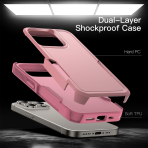 JeTech Rugged iPhone 15 Pro Mat Klf -Pink