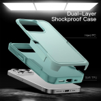 JeTech Rugged iPhone 15 Pro Mat Klf -Mint Green