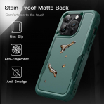 JeTech Rugged iPhone 15 Pro Mat Klf -Midnight Green