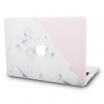 KEC MacBook Air Kapak Klf (13.3 in)-White Marble with Pink