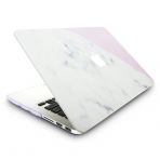 KEC MacBook Air Kapak Klf (13.3 in)-White Marble with Pink