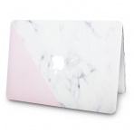 KEC MacBook Air Kapak Klf (13.3 in)-White Marble with Pink