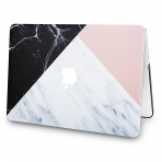 KEC MacBook Air Kapak Klf (13.3 in)-White Marble with Pink Black