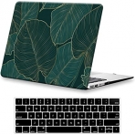 KEROM MacBook Air M2 Sert Kapakl Klf (13.6 in)(2022)-Green Leaves
