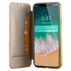 Lontect Apple iPhone X Deri C�zdan K�l�f-Gold