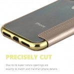 Lontect Apple iPhone X Deri C�zdan K�l�f-Gold