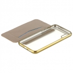 Lontect Apple iPhone X Deri C�zdan K�l�f-Gold