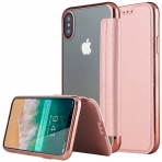 Lontect Apple iPhone X Deri C�zdan K�l�f- Rose Gold