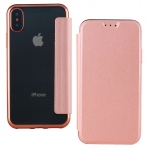 Lontect Apple iPhone X Deri Czdan Klf- Rose Gold