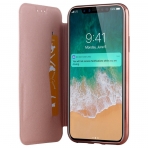 Lontect Apple iPhone X Deri C�zdan K�l�f- Rose Gold