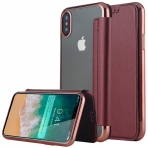 Lontect Apple iPhone X Deri C�zdan K�l�f- Rose Red