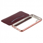 Lontect Apple iPhone X Deri C�zdan K�l�f- Rose Red