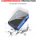 Misxi Apple Watch 9/8/7 45mm Bumper Su Geirmez Klf -Blue Transparent