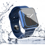 Misxi Apple Watch 9/8/7 45mm Bumper Su Geirmez Klf -Blue Transparent