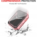 Misxi Apple Watch 9/8/7 45mm Bumper Su Geirmez Klf -Rose Pink Transparent