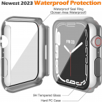 Misxi Apple Watch 9/8/7 45mm Bumper Su Geirmez Klf -Silver Transparent
