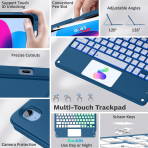 MoKo Apple iPad A16 Klavyeli Klf (11 in)-Dark Sea Blue