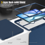  MoKo Apple iPad Air M2 Manyetik Klf (13 in)-Navy Blue 