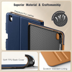 MoKo Apple iPad A16 Deri Folyo Klf (11 in)-Dark Blue