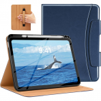 MoKo Apple iPad A16 Deri Folyo Klf (11 in)-Dark Blue