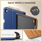 MoKo Apple iPad A16 Deri Folyo Klf (11 in)-Navy Blue