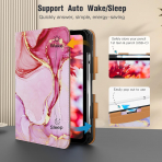 MoKo Apple iPad A16 Deri Folyo Klf (11 in)-Pink Gold Marble 