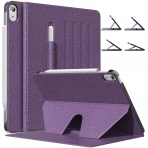 MoKo iPad Air 4 Kalem Blmeli Klf (10.9 in)-Purple