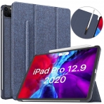 Moko iPad Pro Kalem Blmeli Klf (12.9 in)(4.Nesil)-Indigo