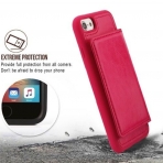 Mybat Apple iPhone 8 Stand Deri Czdan Klf-Hot Pink