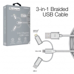 Naztech rgl USB-C/Lightning/Mikro USB Kablo-Silver