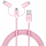 Naztech �rg�l� USB-C/Lightning/Mikro USB Kablo-Rose Gold