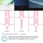Naztech �rg�l� USB-C/Lightning/Mikro USB Kablo-Rose Gold