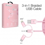 Naztech �rg�l� USB-C/Lightning/Mikro USB Kablo-Rose Gold