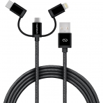 Naztech �rg�l� USB-C/Lightning/Mikro USB Kablo-Black