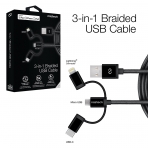 Naztech �rg�l� USB-C/Lightning/Mikro USB Kablo-Black