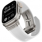 NewWays Apple Watch Ultra 3 Silikon Kay -White Titanium