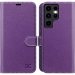 OCASE Galaxy S24 Ultra Deri Czdan Klf-Litchi Purple