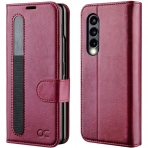 OCASE Galaxy Z Fold 3 Deri Czdan Klf-Burgundy