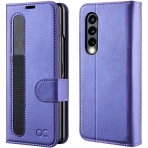 OCASE Galaxy Z Fold 3 Deri Czdan Klf-Purple