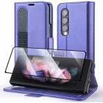 OCASE Galaxy Z Fold 4 5G Deri Czdan Klf-Purple