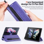 OCASE Galaxy Z Fold 4 5G Deri Czdan Klf-Purple