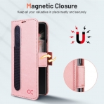 OCASE Galaxy Z Fold 4 5G Deri Czdan Klf- Pink