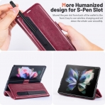 OCASE Galaxy Z Fold 4 5G Deri Czdan Klf-Burgundy