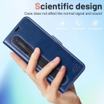 OCASE Galaxy Z Fold 4 5G Deri Czdan Klf-Blue