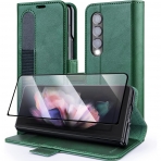 OCASE Galaxy Z Fold 4 5G Deri Czdan Klf-Blackish Green