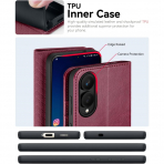 OCASE Samsung Galaxy S25 Edge Deri Czdan Klf-Burgundy