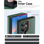 OCASE Samsung Galaxy S25 Ultra Deri Czdan Klf-Blackish Green