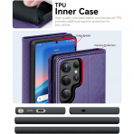 OCASE Samsung Galaxy S25 Ultra Deri Czdan Klf-Purple