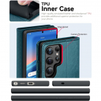 OCASE Samsung Galaxy S25 Ultra Deri Czdan Klf-Peacock Blue