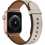 OUHENG Apple Watch 7 Deri Kay (41mm)-Beige/Rose Gold
